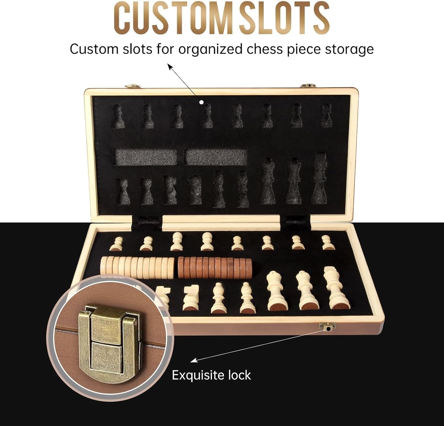11.5" Magnetic Wooden Chess Set Folding Travel Board Compact Game Set