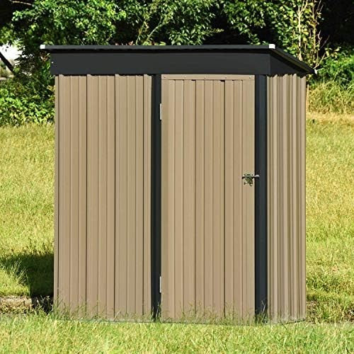 Compact 3x5 ft Metal Garden Shed Storage with Lockable Doors