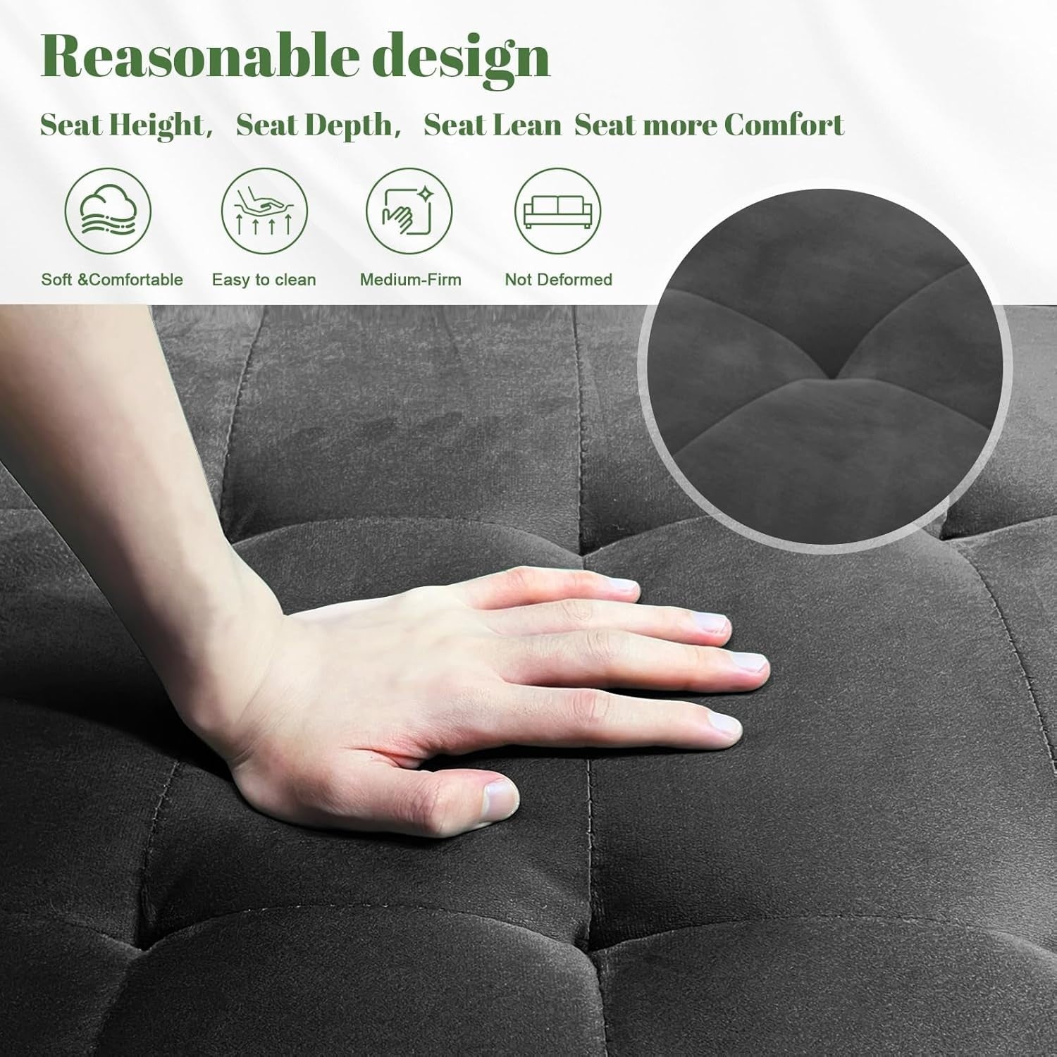 2 Seater Sofa Bed Dark Grey| Comfy Small Couch for Lounge, Flat, Bedroom