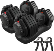 Adjustable Dumbbells Pair 24KG Each 15-in-1 Quick Dial Home Gym
