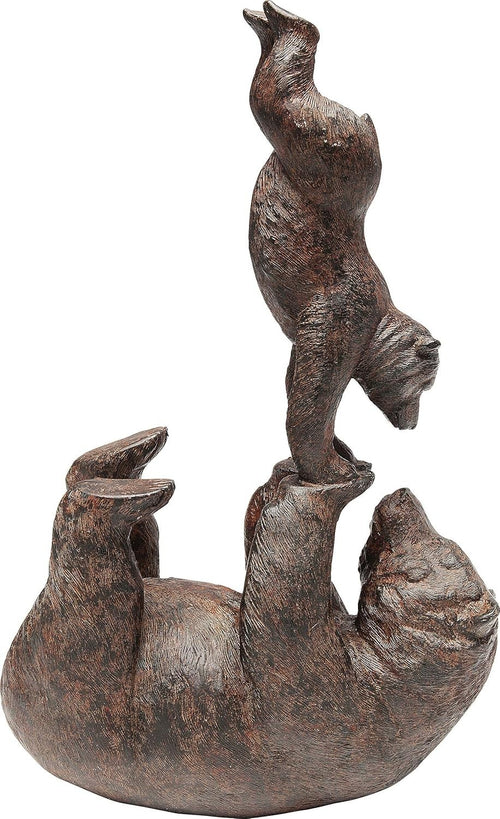 Handstand Bear Figurine Ornament | Handmade Brown Resin Decor | Cute Animal Gift