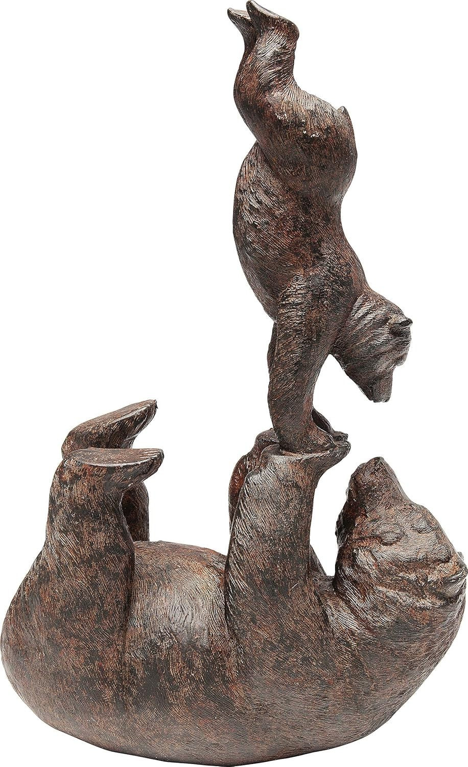Handstand Bear Figurine Ornament | Handmade Brown Resin Decor | Cute Animal Gift