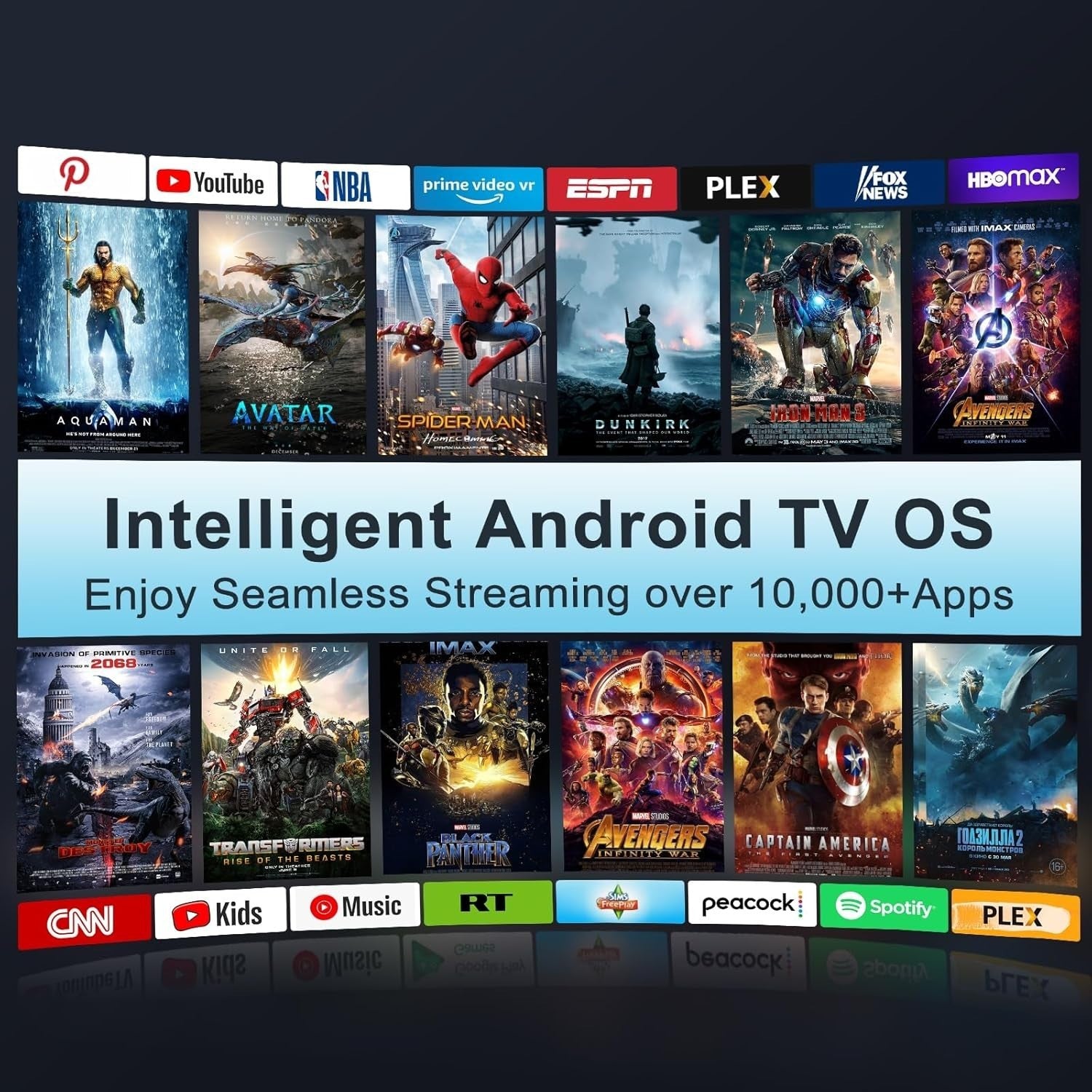 1800 ANSI 4K Smart Projector Daylight Android TV WiFi6 Bluetooth 300″