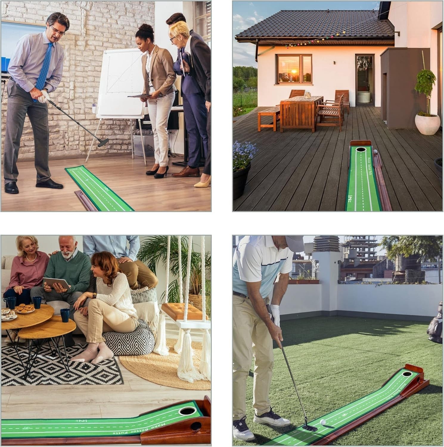 Golf Putting Green Auto Ball Return 3 Hole Indoor Outdoor Practice Mat