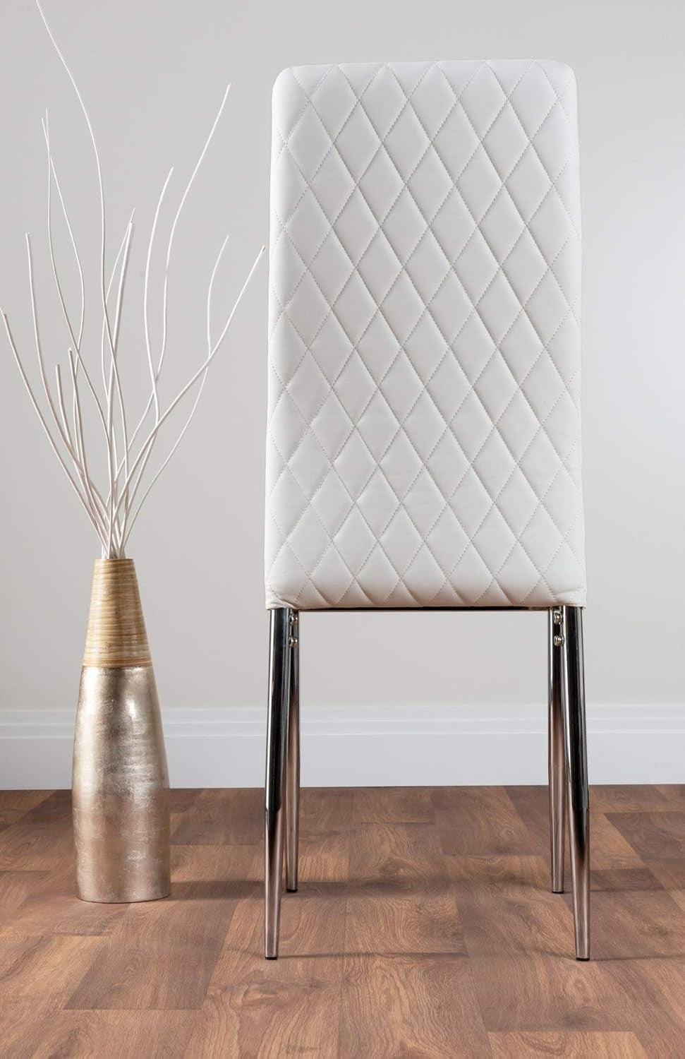 Glass Dining Table & 6 White Faux Leather Chairs – Modern High Gloss Set