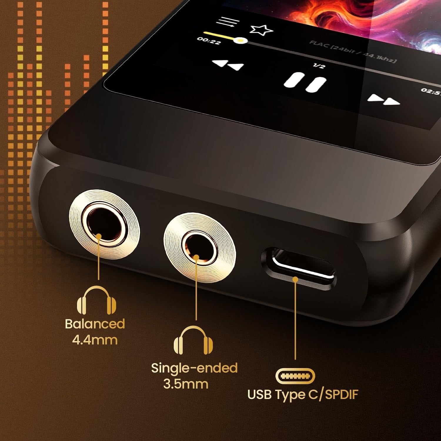 Hi-Res MP3 Player 3.2" Touch Screen Bluetooth Dual DAC 128GB Audio Device
