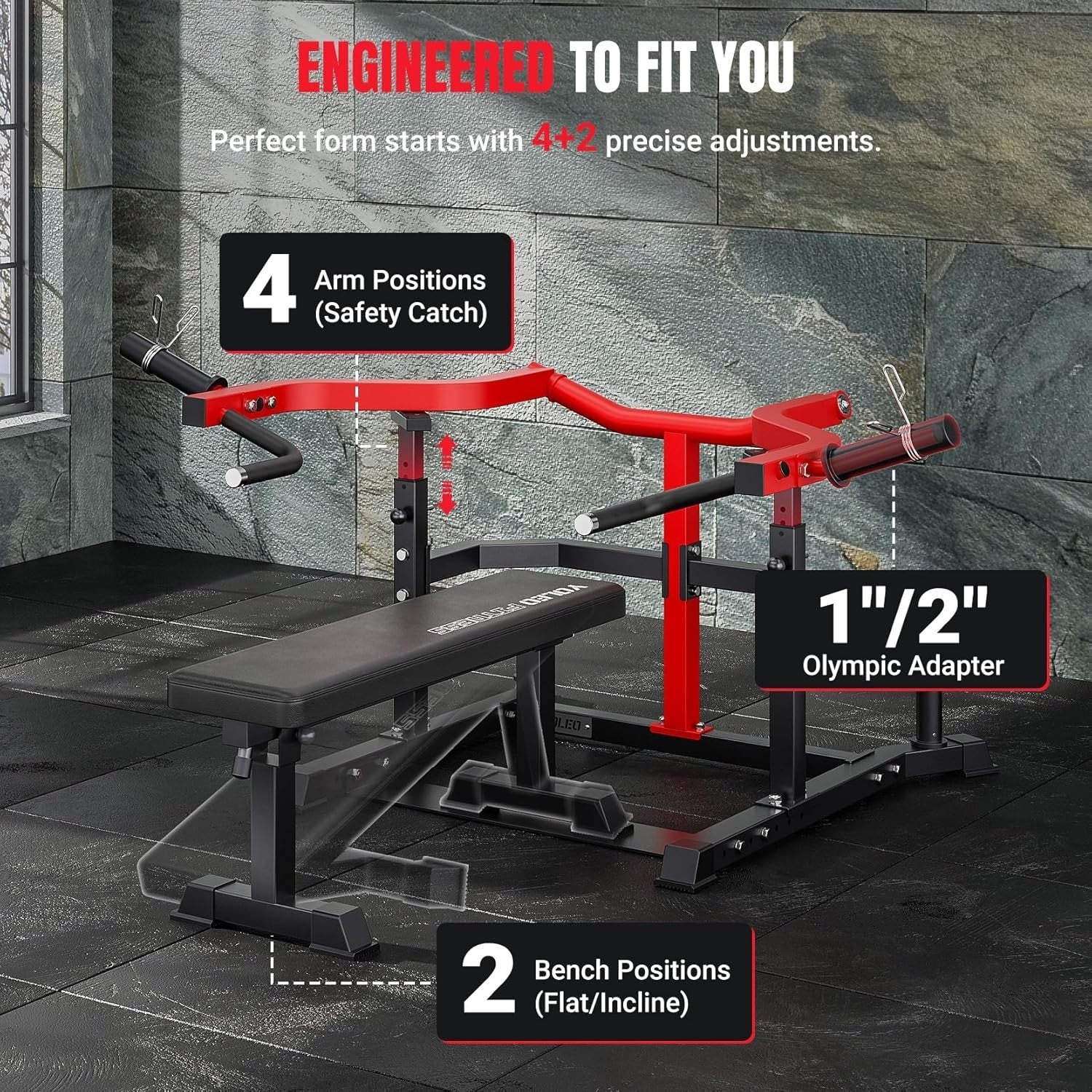 2-in-1 Adjustable Weight Bench & Chest Press Rack for Home Gym