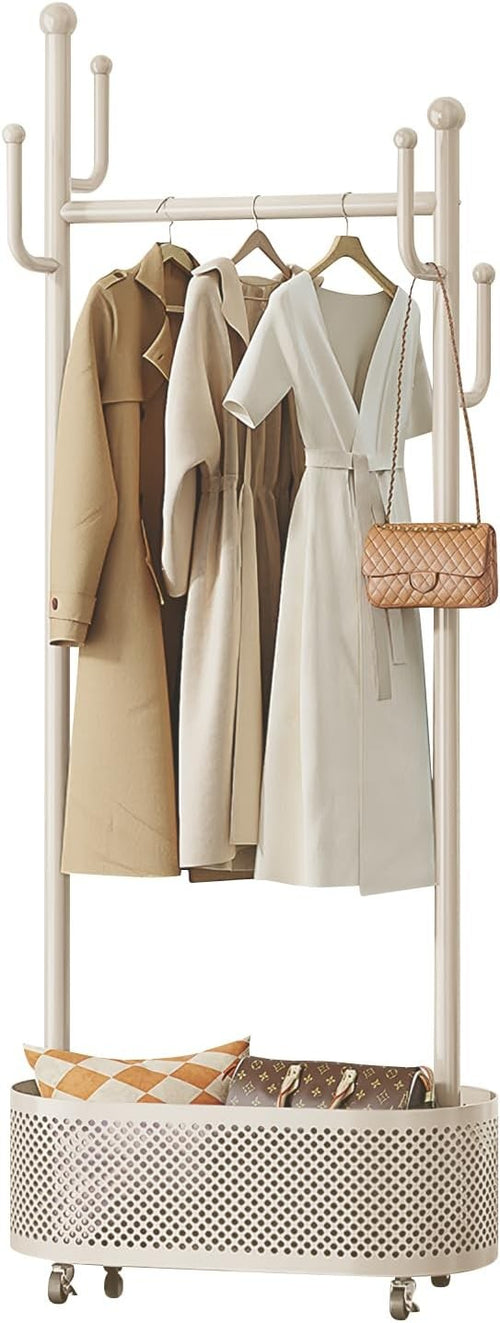 360° Rotating Coat Rack | Freestanding Hall Stand with Basket & Hooks