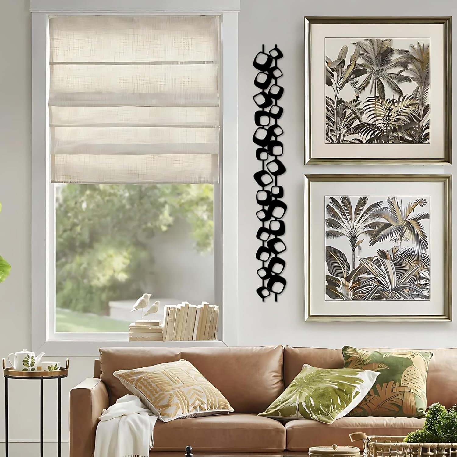 Set of 2 Black Metal Wall Art Modern Geometric 3D Decor