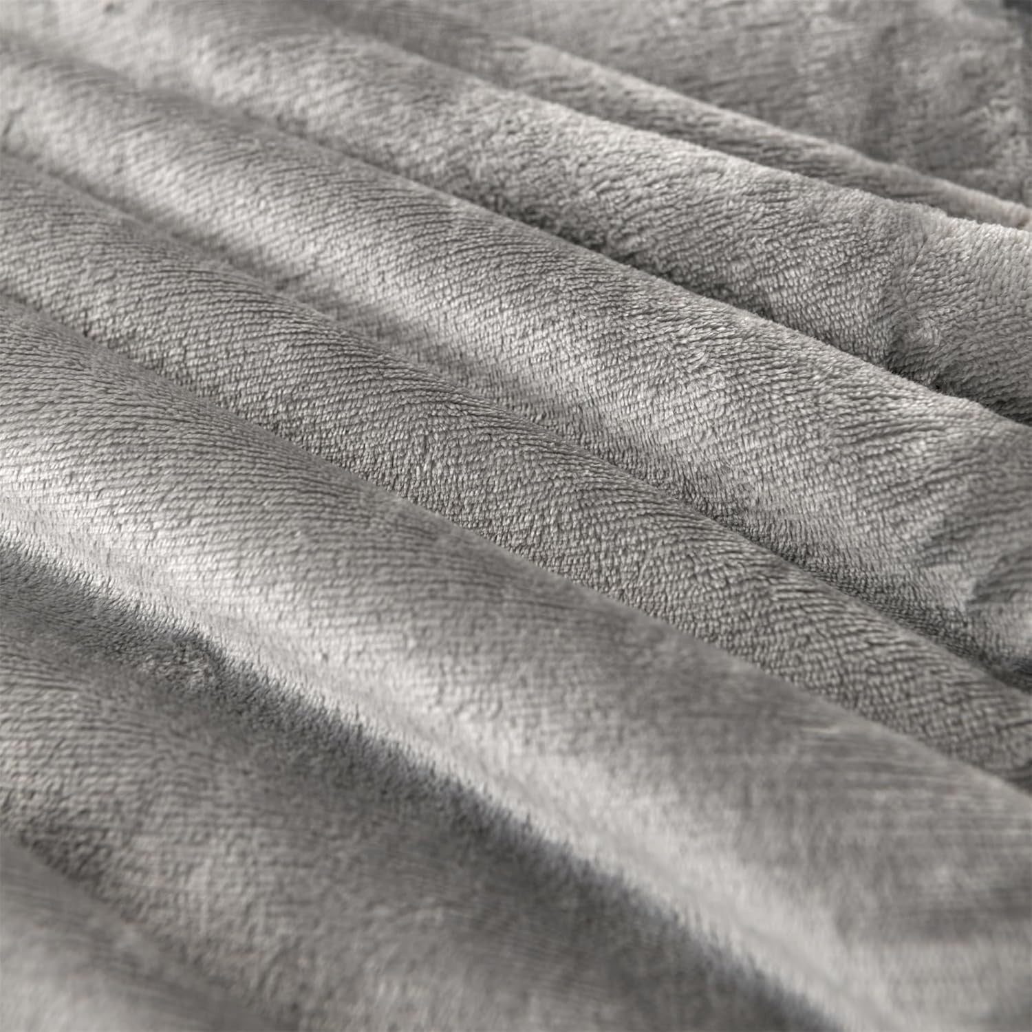 Soft Sherpa Fleece Throw Blanket Grey 130x150cm Reversible Warm