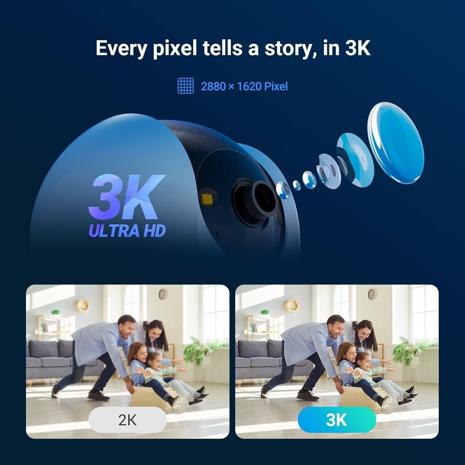 2 Pack 3K Indoor Security Cameras 350° Auto Tracking Color Vision