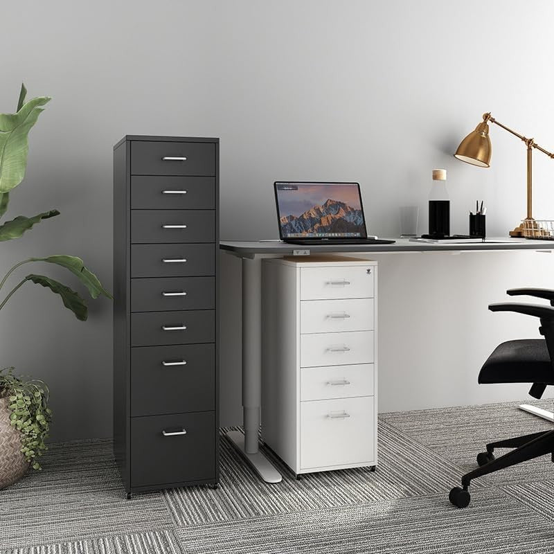 Tall Metal Rolling Storage Tower 8 Drawer Under Desk File Cabinet