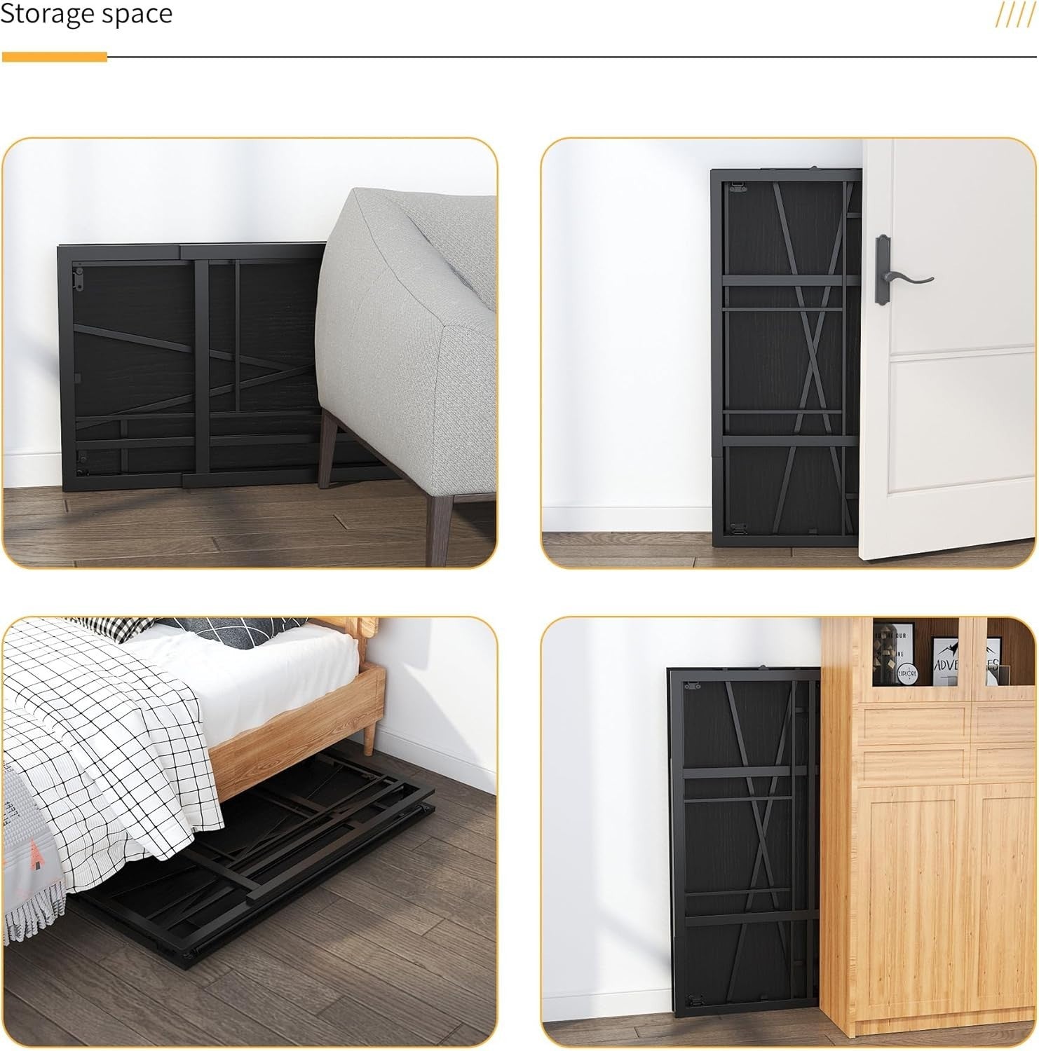 Folding Desk 103cm Black No Assembly Home Office Gaming Study Table