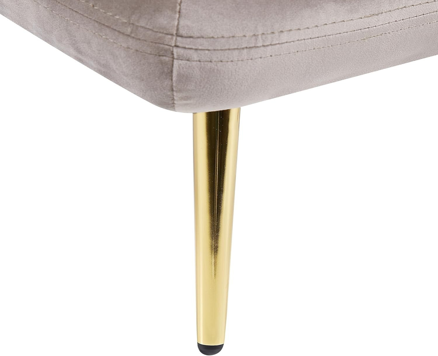 Velvet Chaise Lounge Sofa Beige Tufted Thick Padding | Comfy Right-Hand Seat
