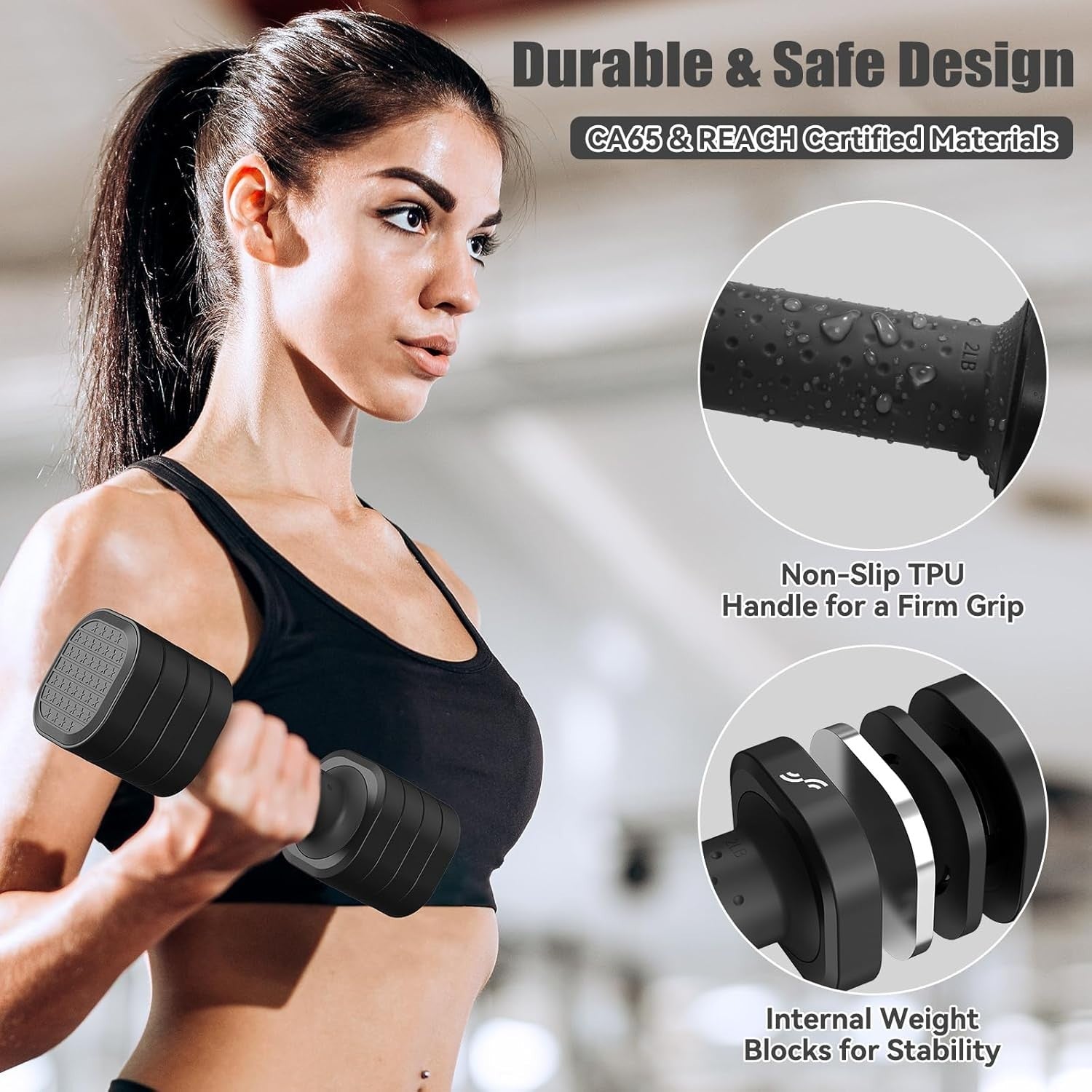 4-in-1 Adjustable Dumbbell Set Pair 2–5lb Non-Slip Women Home Weights