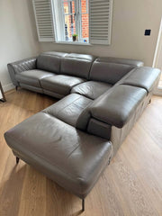 Luxe Grey Leather Corner Sofa (PTP)