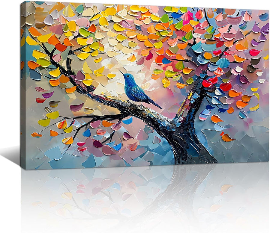Large Tree of Life Canvas Wall Art 90x60cm Framed Colourful