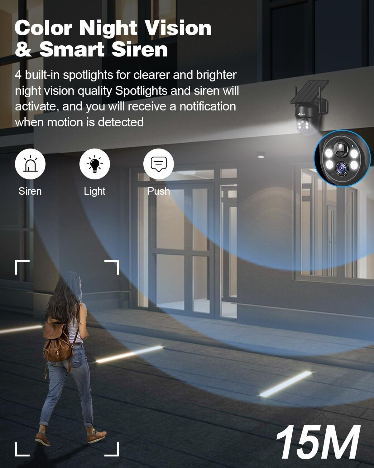 3K 5MP Solar Security Camera Wireless Outdoor 360° PTZ Color Night