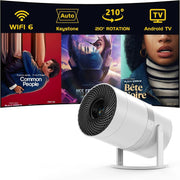 Mini Smart Projector Android WiFi 6 Bluetooth 210° Auto Keystone 4K
