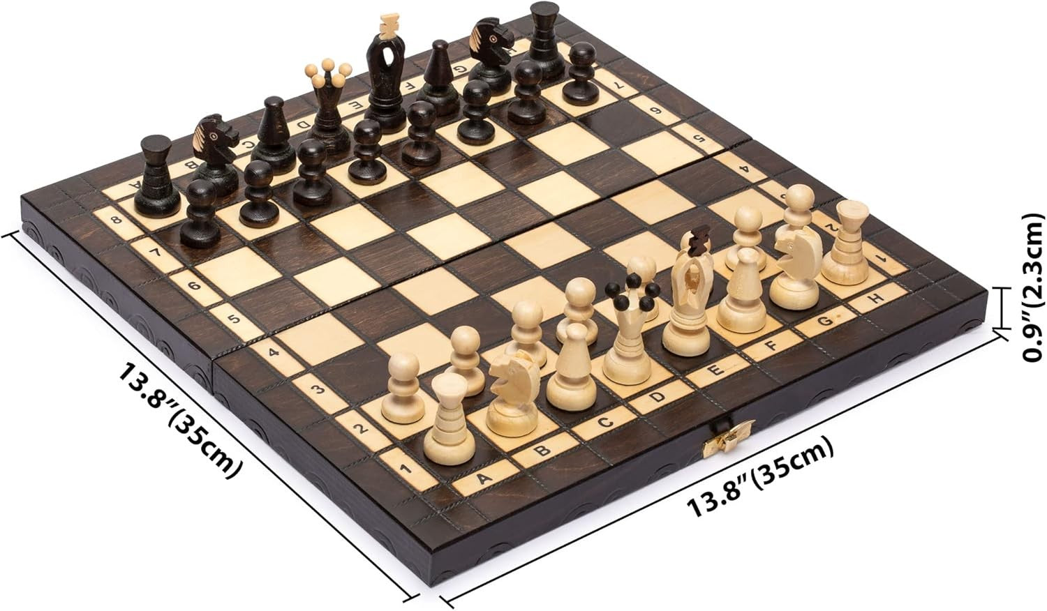Luxury Wooden Chess Set Medium Size • Handcrafted Pieces • Folding Board Gift