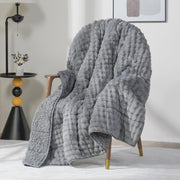 15lb Weighted Blanket 60x80 Soft Sherpa Fleece Grey Warm Adult Aid