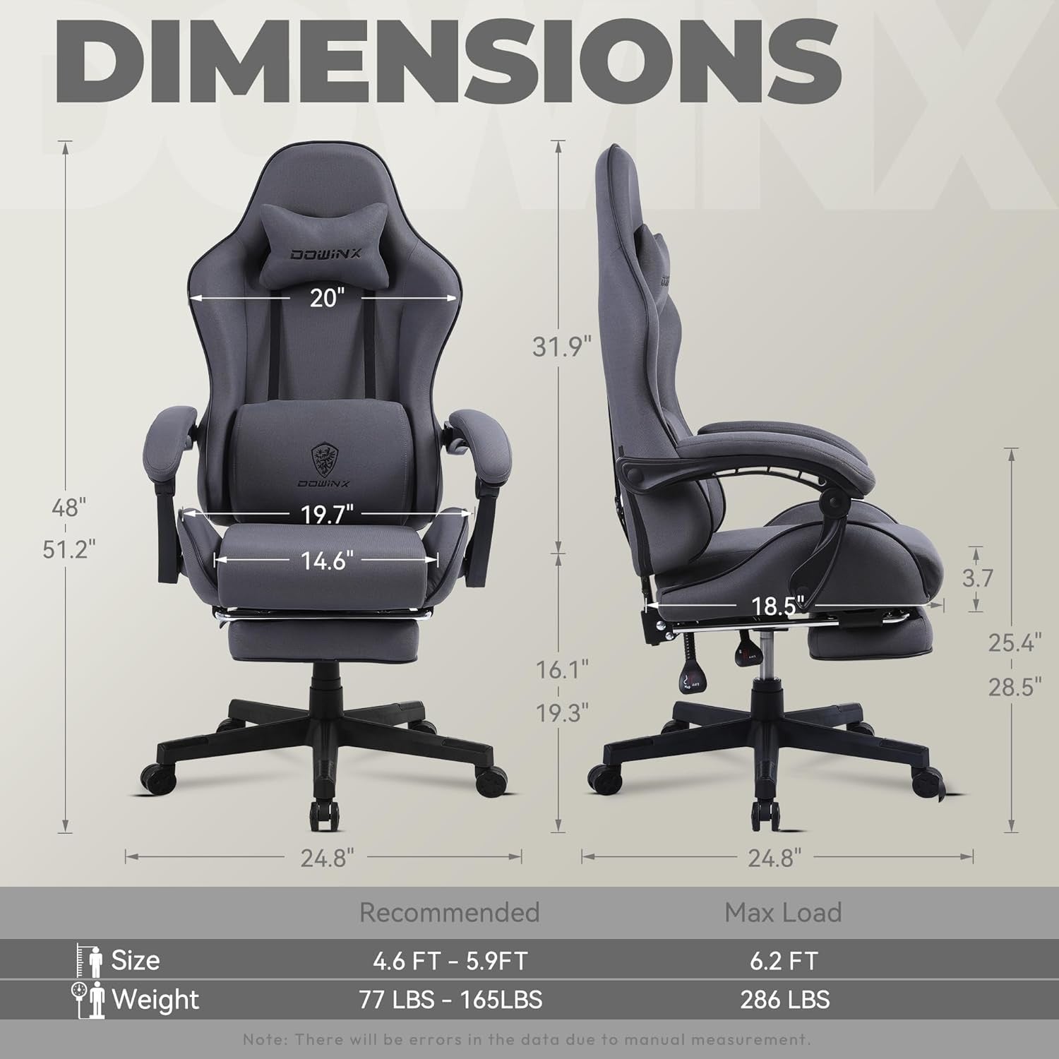 Ergonomic Gaming Chair with Footrest Massage 150kg Dark Sky Grey