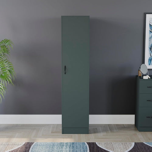 Modern Single Door Bedroom Wardrobe with Hanging Rail & Shelf Storage