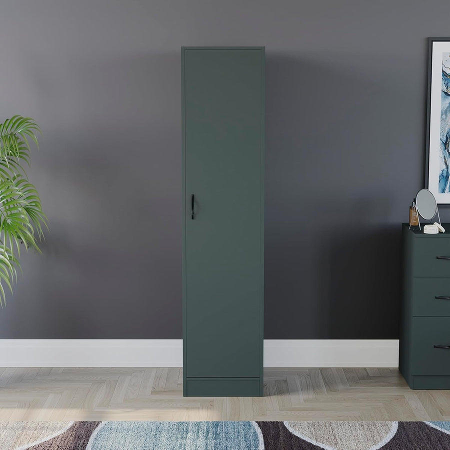Modern Single Door Bedroom Wardrobe with Hanging Rail & Shelf Storage