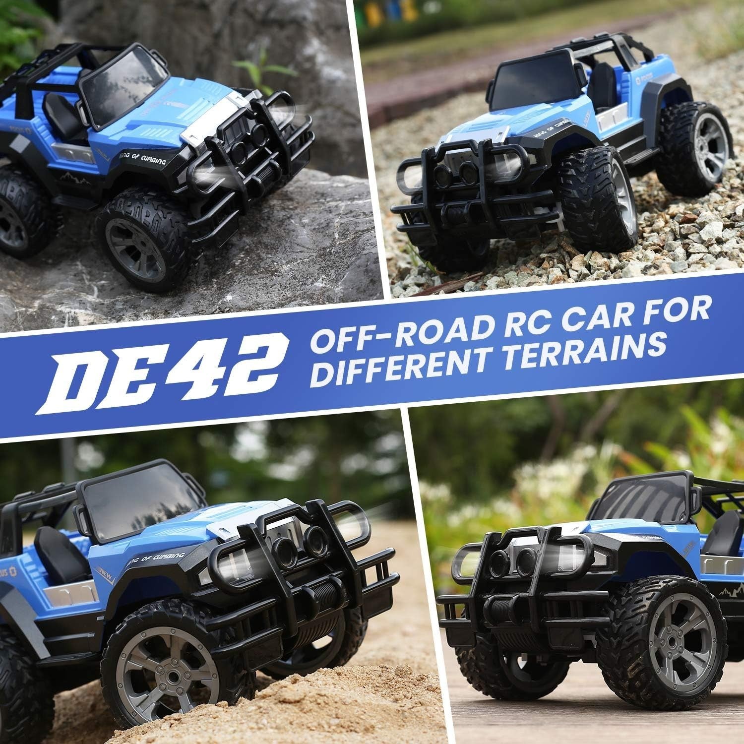 1:18 RC Off-Road Car for Kids, 2.4GHz Racing Truck w/ LED Lights, 80min Play