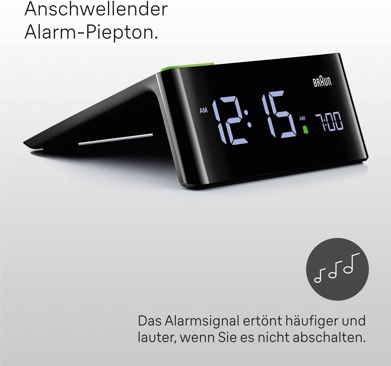 Black Digital Alarm Clock Auto Dimming LCD Display Snooze Modern