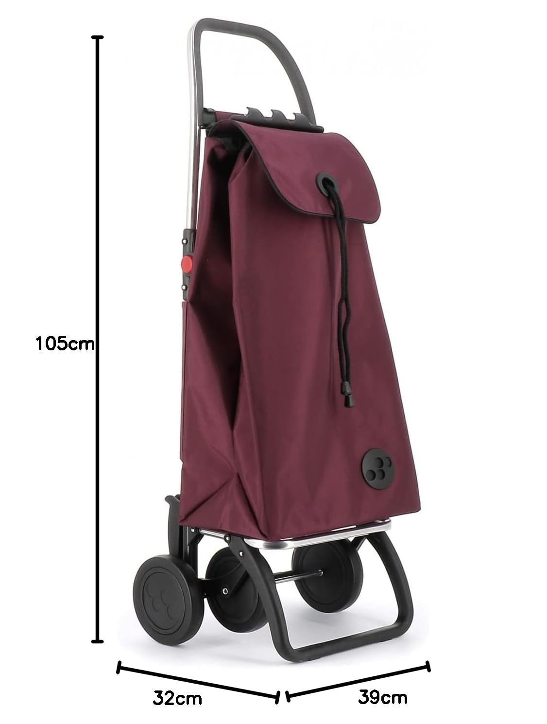 Foldable 4-Wheel Shopping Trolley – Lightweight Aluminium, Bordeaux
