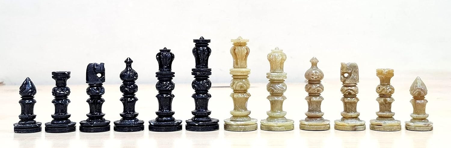 Natural Stone Chess Pieces 2.5" King | Hand-Carved Set | Weighted Staunton