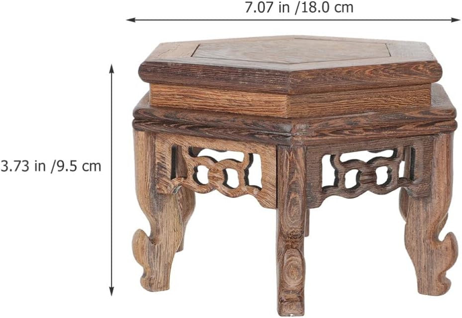 Wood Plant Stand Oriental Pedestal Display Table Vase Base Antique Decor