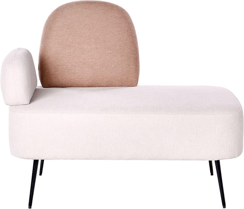 Minimalist Left Hand Chaise Lounge Beige Brown Upholstered Metal Legs Durable