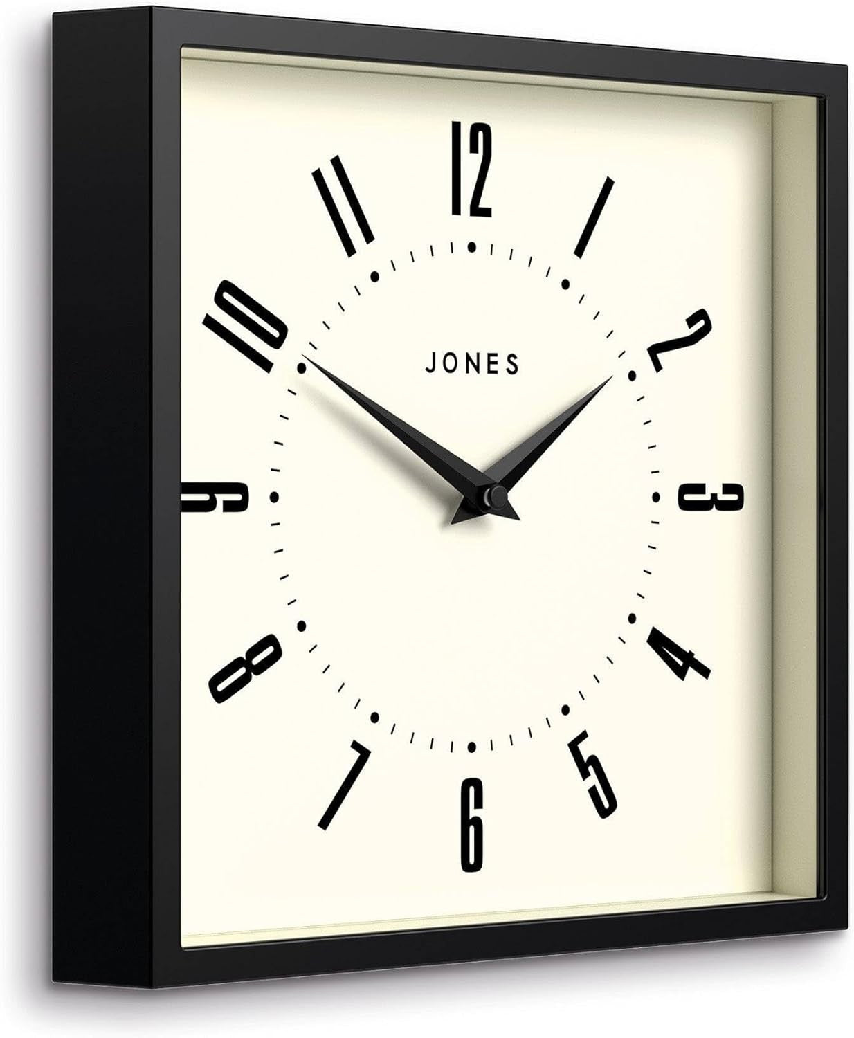 25cm Retro Square Wall Clock Silent Quartz Easy Read Numbers Modern Home Office