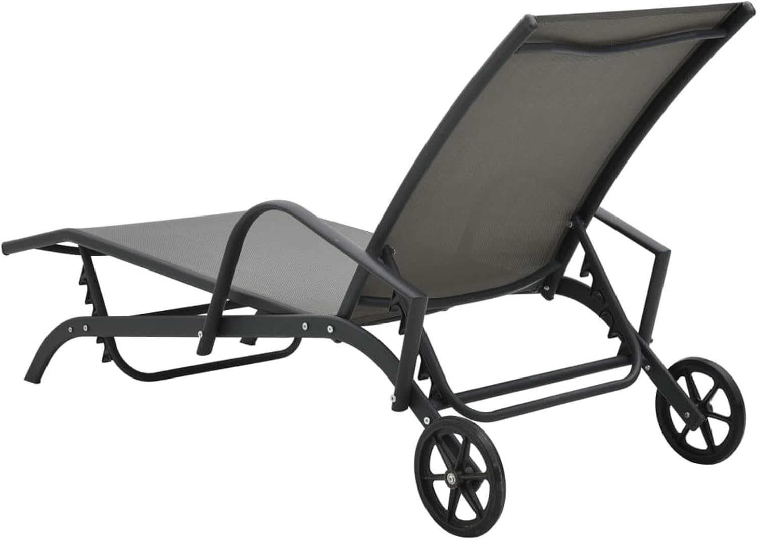 Adjustable Outdoor Sun Lounger with Wheels, Water-Resistant Textilene & Steel Fr