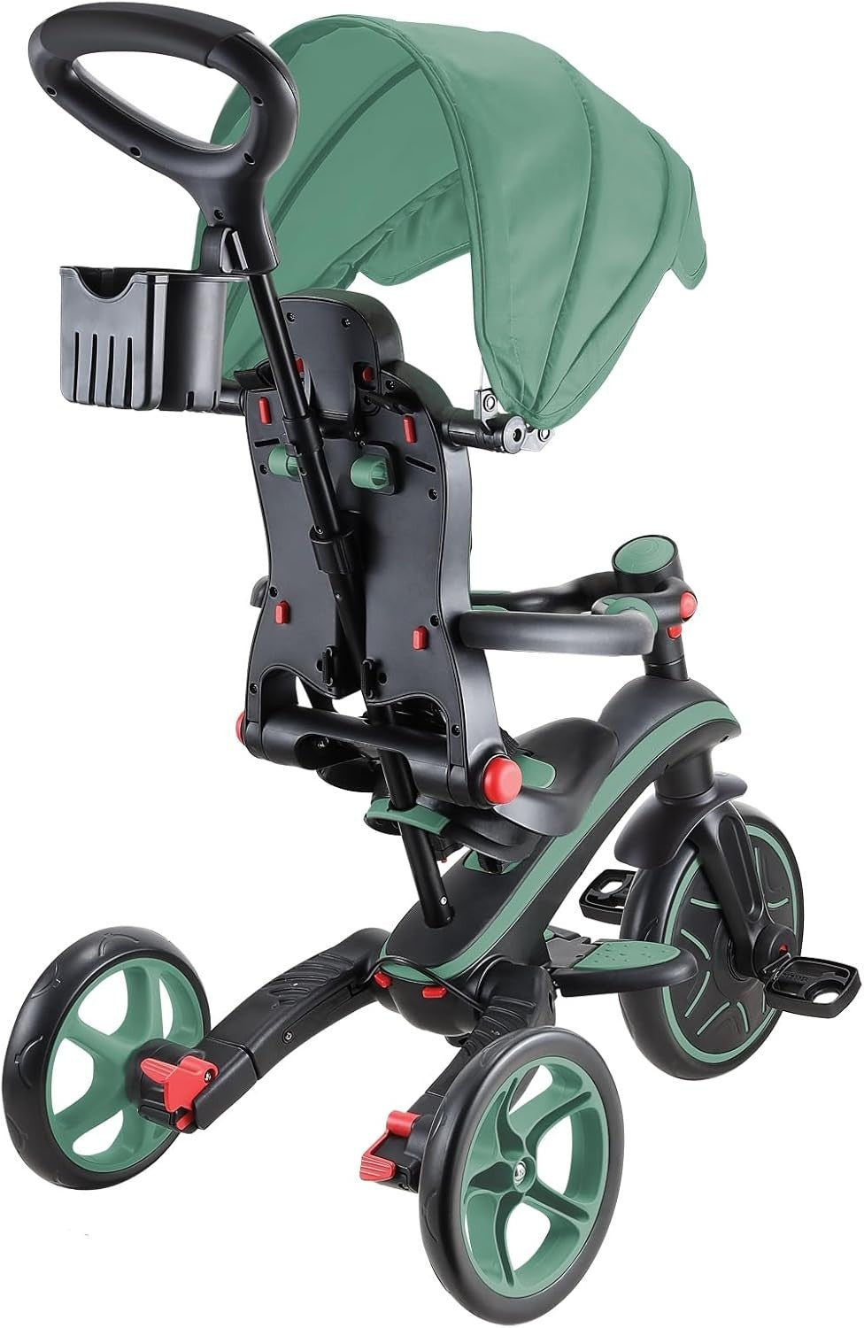 4 in 1 Foldable Trike Balance Bike Kids Ride On Canopy 10M-5Y Olive