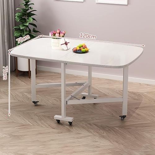White Extendable Folding Dining Table with Butterfly Leaf 100x60cm
