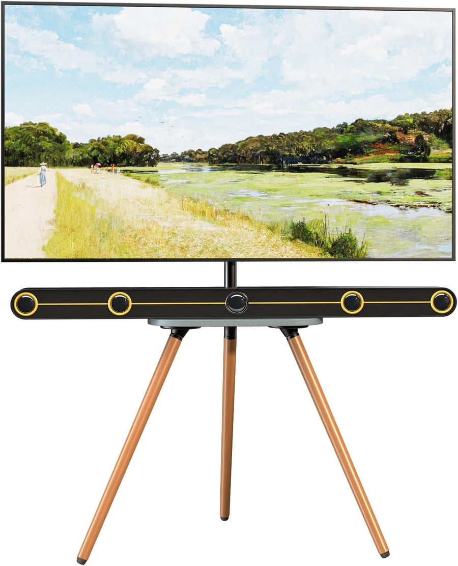Adjustable Easel TV Stand 43-65” Swivel Solid Wood Base Max 77lbs VESA 400x400
