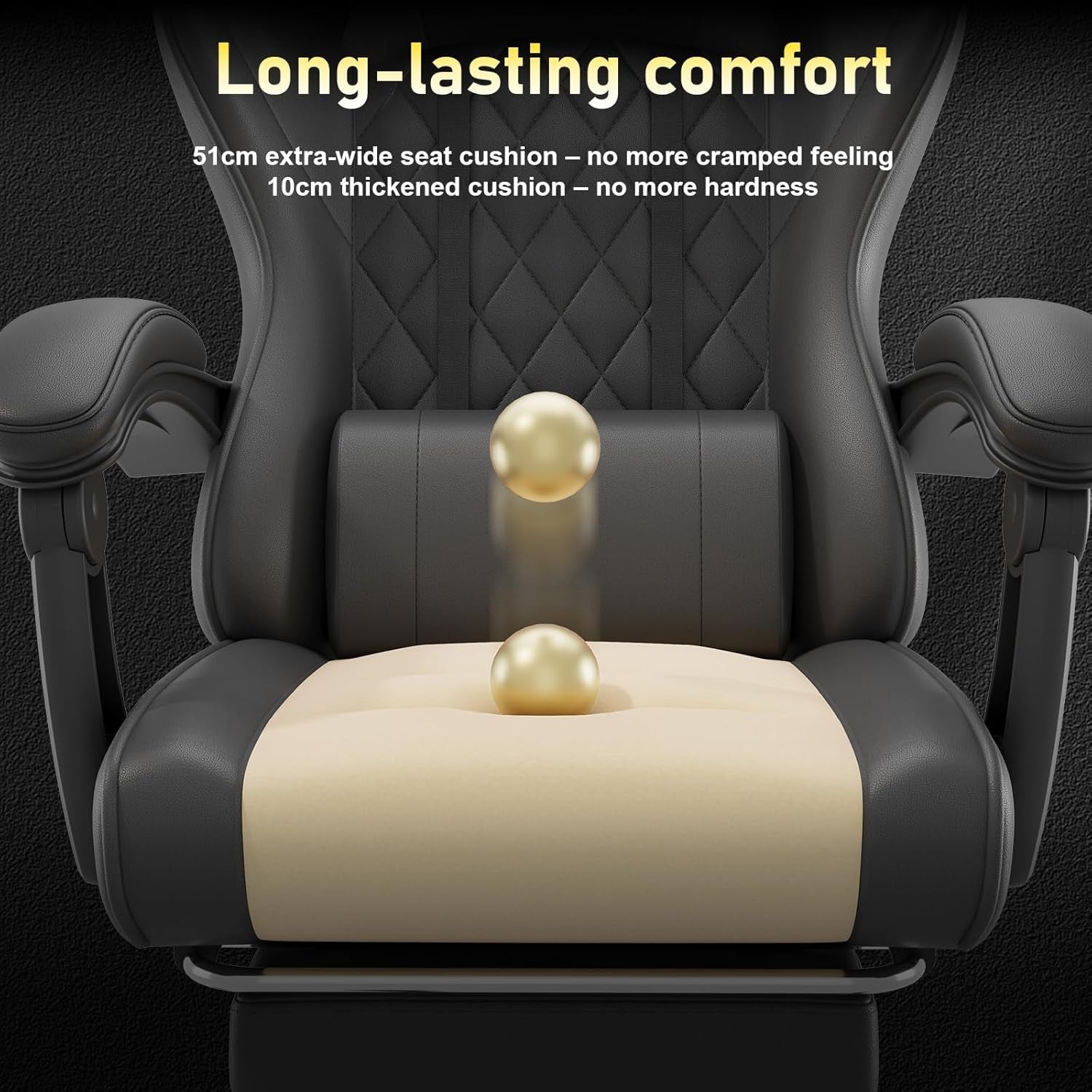 Gaming Chair with Massage Lumbar Recliner Footrest 150kg Black