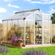 Heavy-Duty Aluminium Walk-In Greenhouse 240x180x200cm UV Panels & Sliding Door