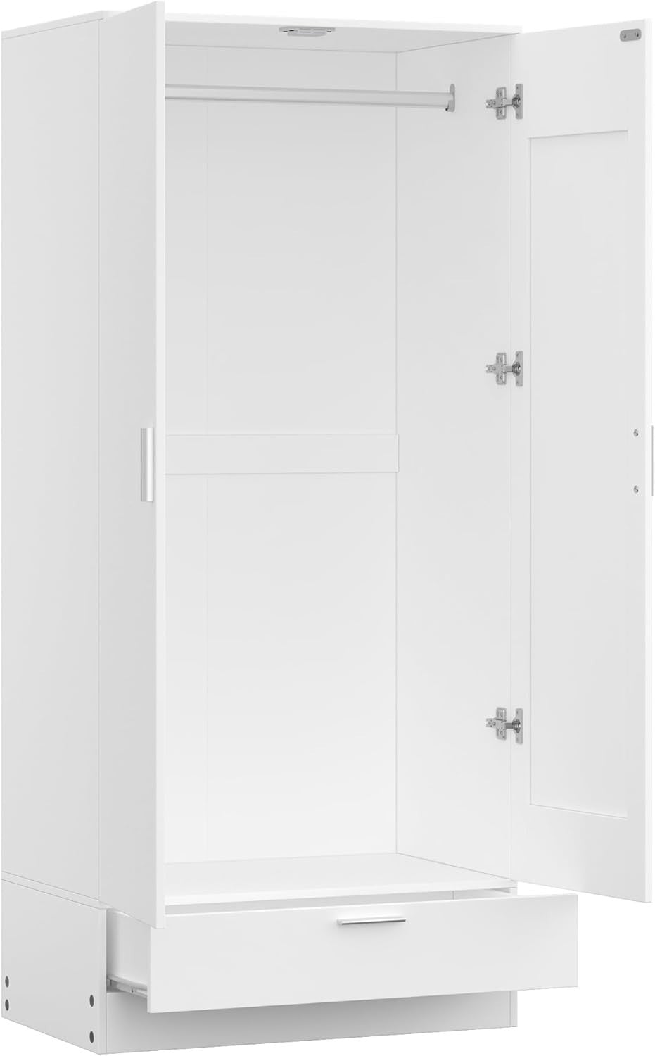 White Mirrored 2-Door Wardrobe with Drawer | Compact Bedroom Storage