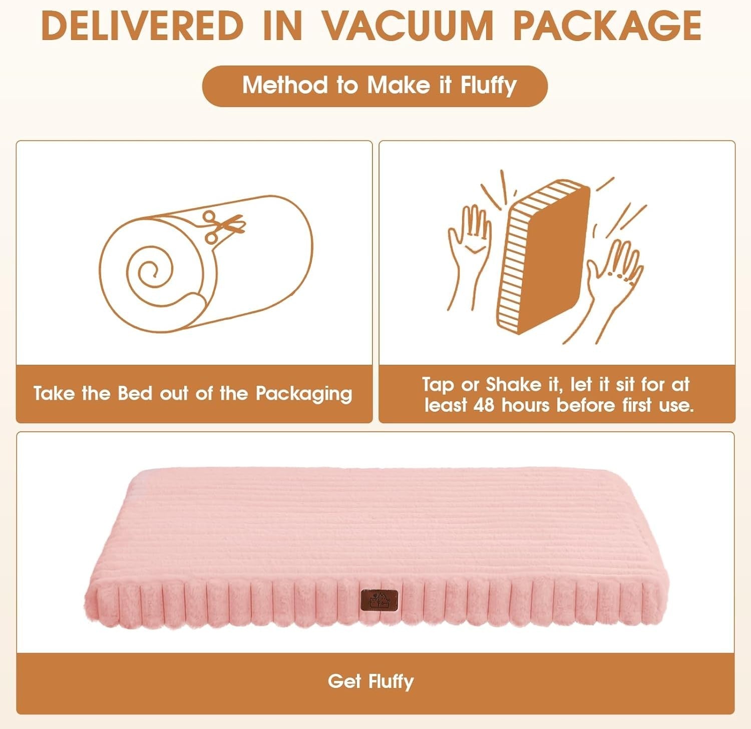 XL Orthopedic Dog Crate Bed 104x68cm Waterproof Pink