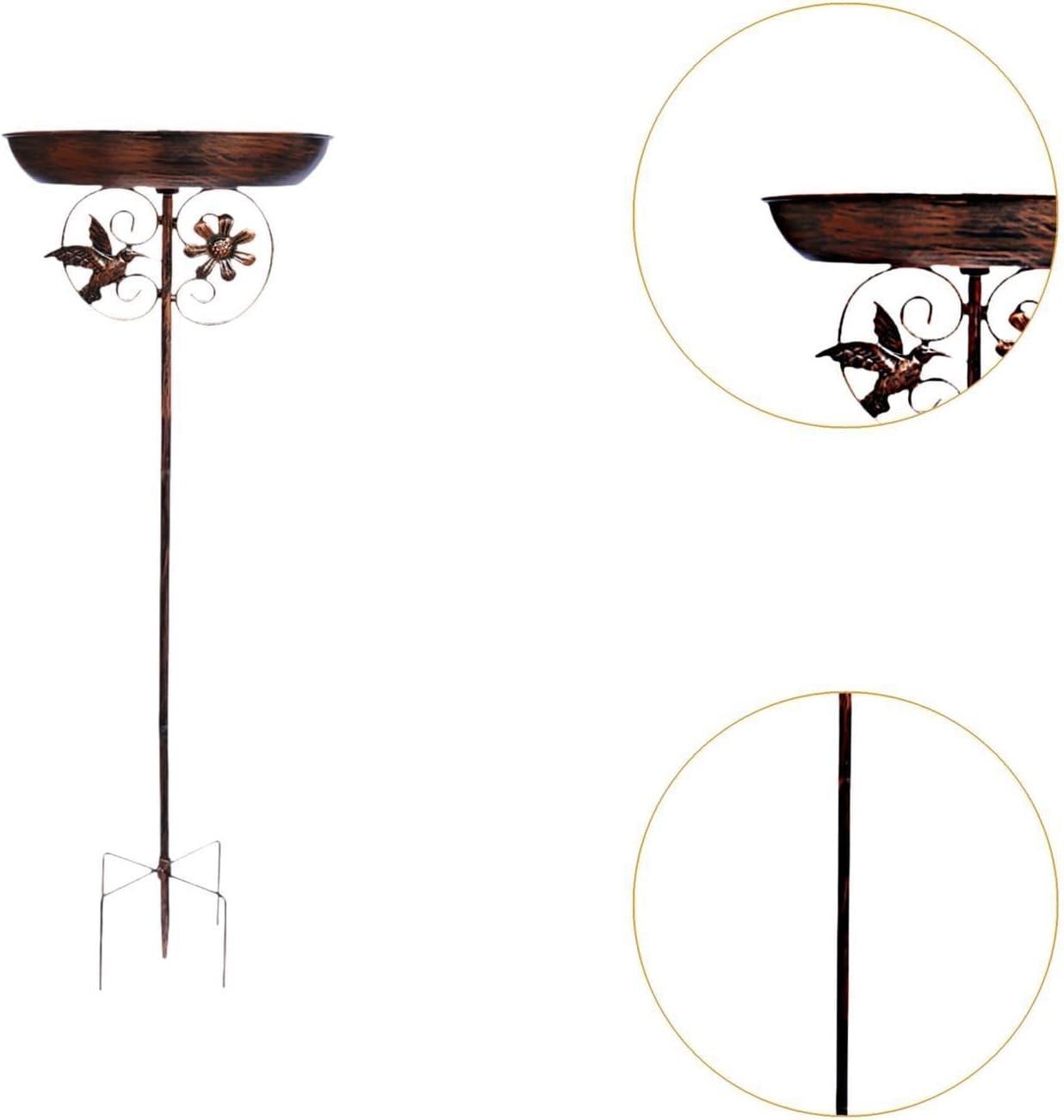 Vintage Outdoor Bird Bath Feeder Bowl Metal Garden Stake Stand Weatherproof