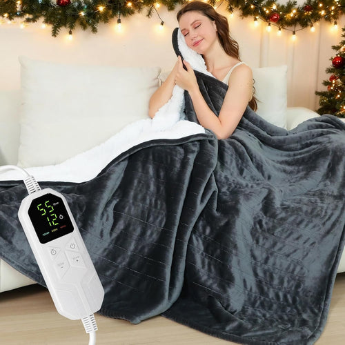 Electric Heated Throw Blanket 150x130cm Fast Heating Auto Shut Off Soft Flannel