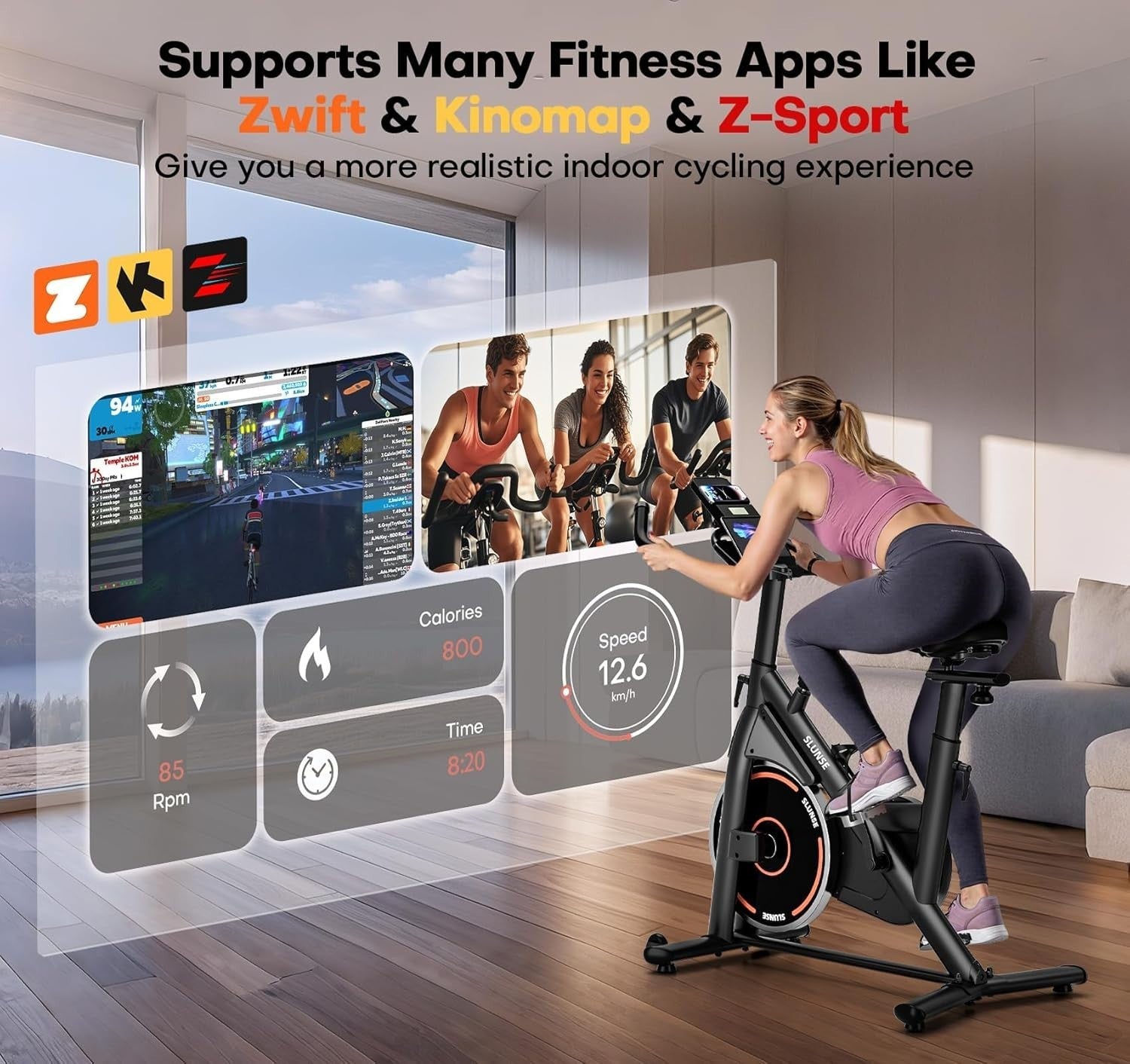 Quiet Magnetic Spin Bike w/ APP, LCD, 35lb Flywheel, 100 Levels & 350lb Cap