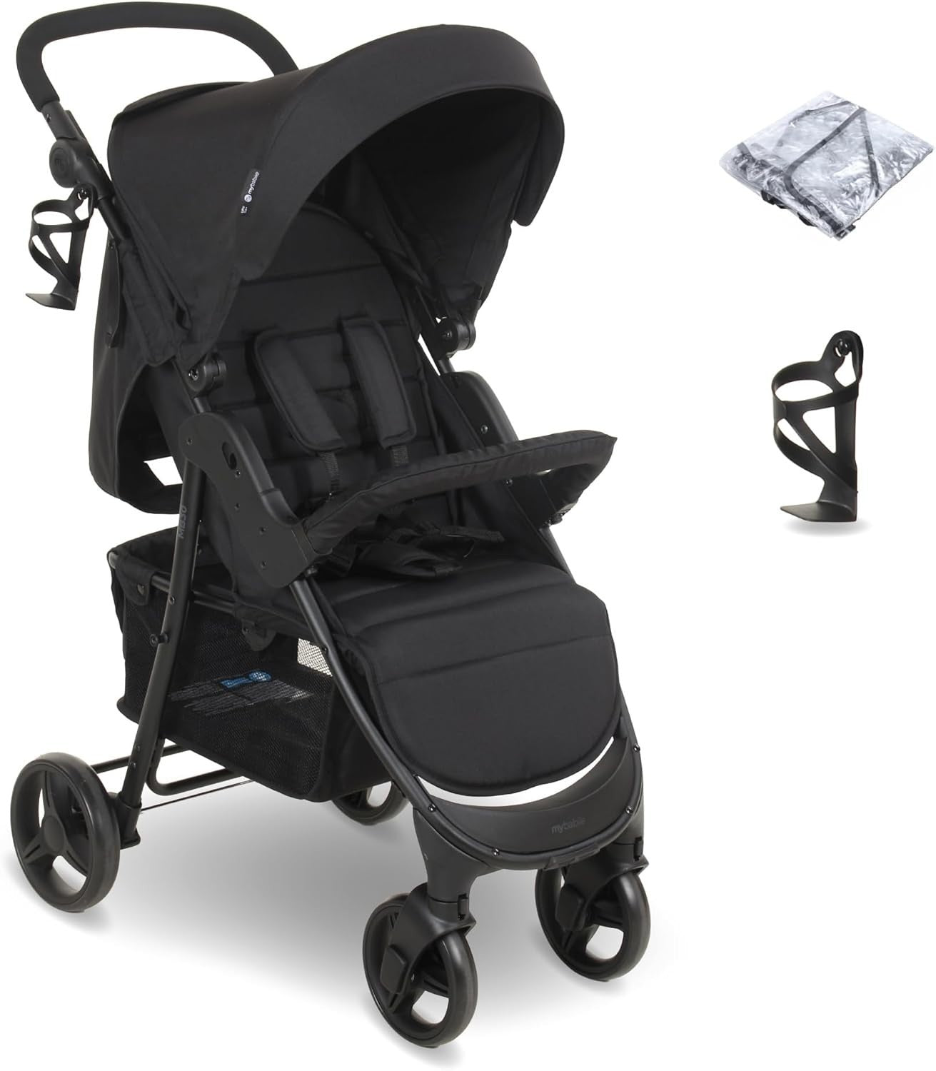 Compact Baby Pushchair Easy Fold Stroller from Birth to 4 Years 22kg Black