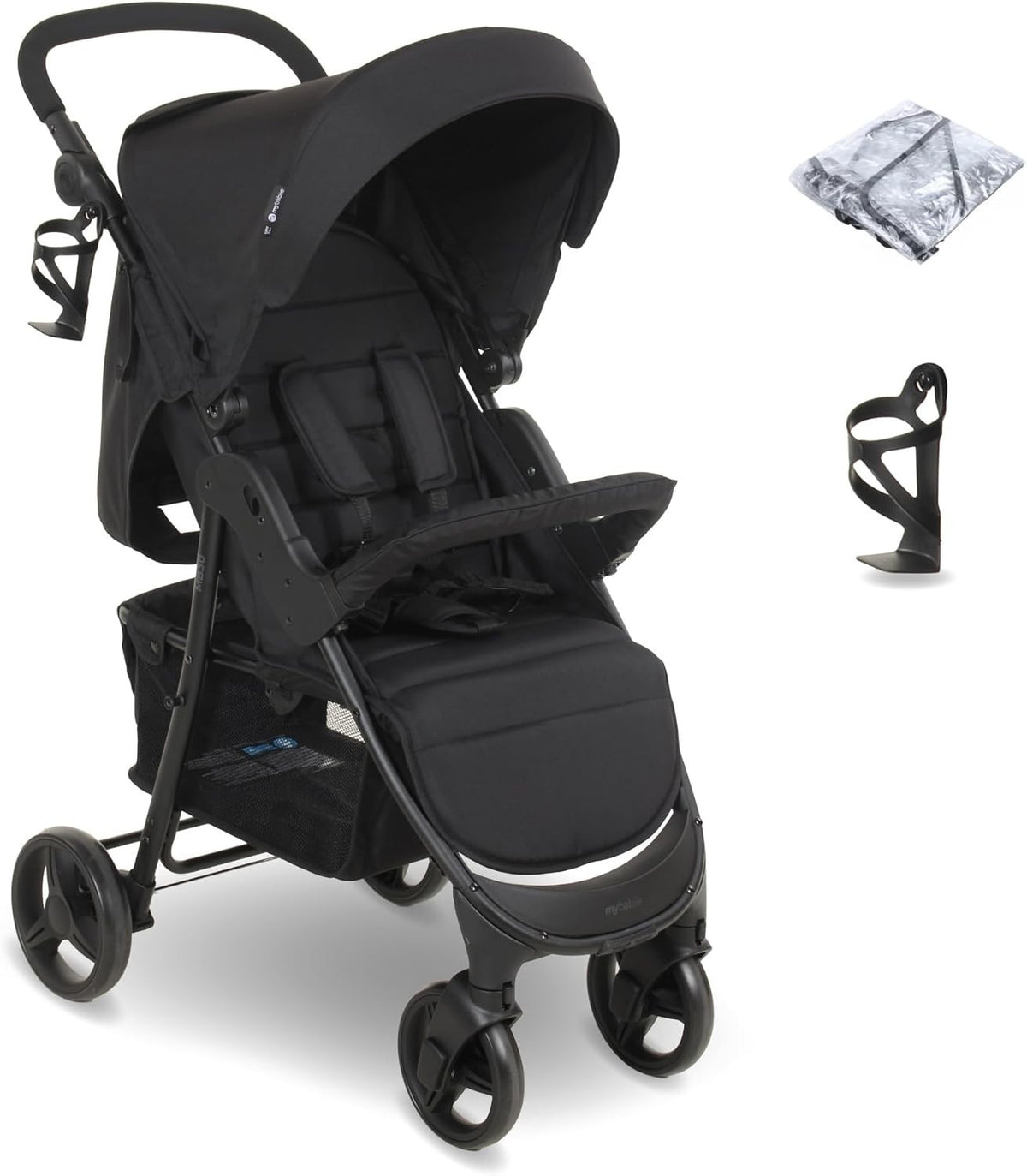 Compact Baby Pushchair Easy Fold Stroller from Birth to 4 Years 22kg Black
