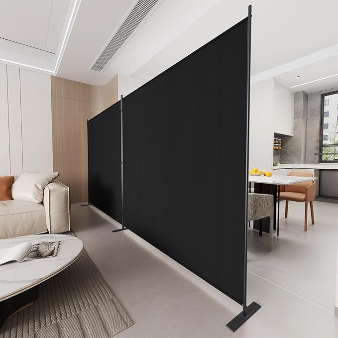 2-Panel Folding Room Divider 6FT Black Privacy Screen Partition Wall Office