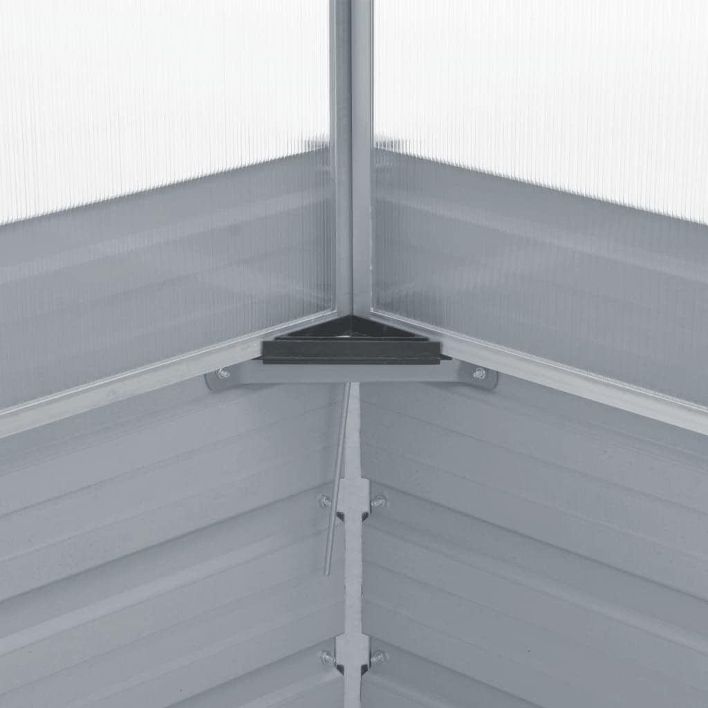 Large Steel Greenhouse Planter Box 100x100x77cm Polycarbonate Roof Garden Bed